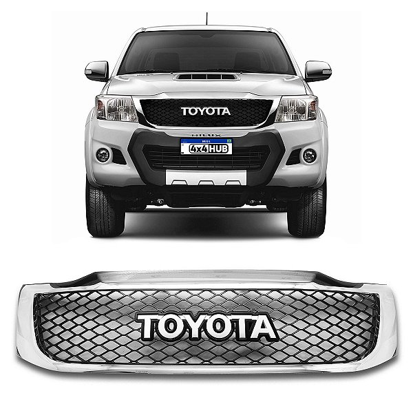 GRADE DIANTEIRA TOYOTA HILUX 2012 ATE 2015 MODELO VIGO PRETO COM MOLDURA CROMADA VO6 13085