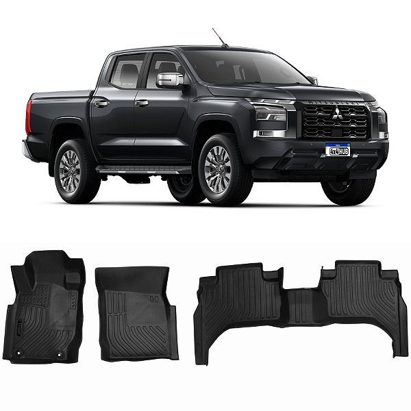 JOGO DE TAPETE MODELO BANDEJA MITSUBISHI TRITON EMBORRACHADO Vo6