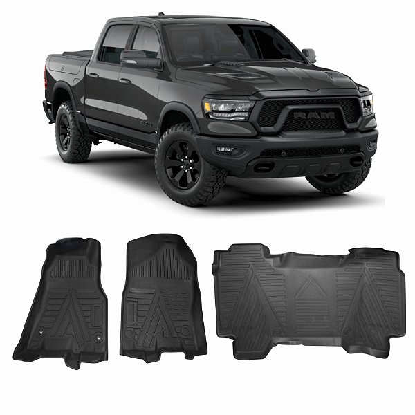 JOGO DE TAPETE INTERNO DODGE RAM 1500 REBEL MODELO BANDEJA 3 PECAS VO6 19835