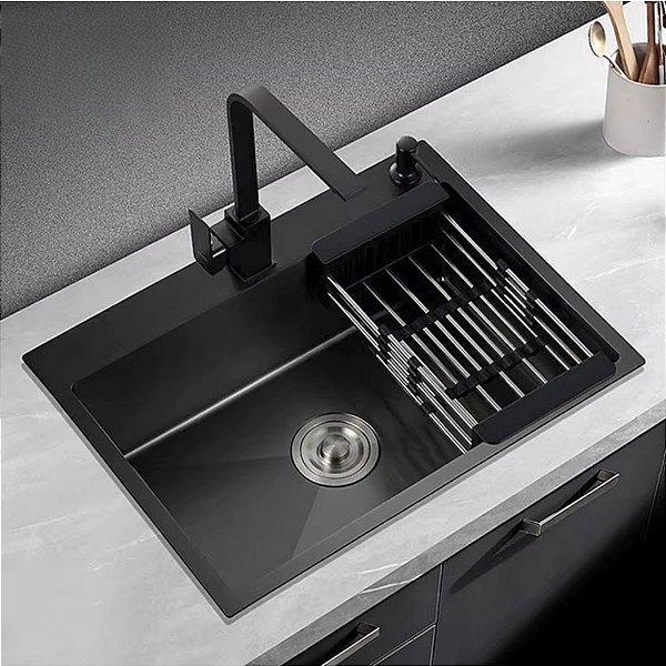 Cuba para Cozinha 60x45cm em Aço Inox 304 Gourmet Black Preto