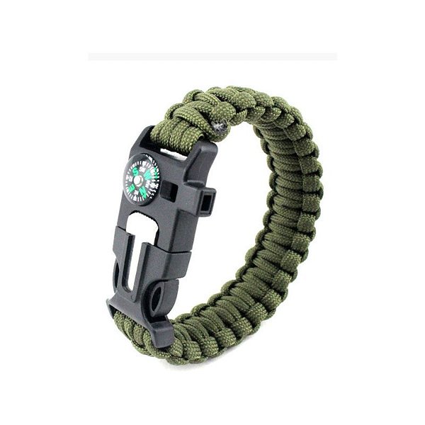 Pulseira Paracord Original Bracelete com Bússola Apito e Raspador T