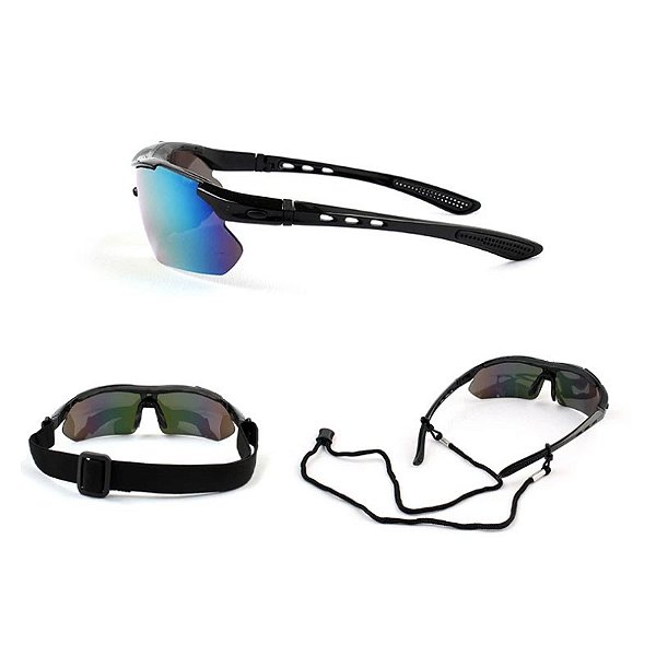 Óculos Polarizado TopTrek 5 Lens UV para Bike Pesca e Náutica com Suporte Para Lentes De Grau