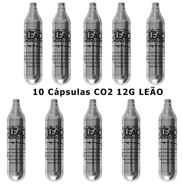 Kit contendo 10 Cartuchos Cilindro Co2 12g Refil Capsulas Gás P/ Airsoft