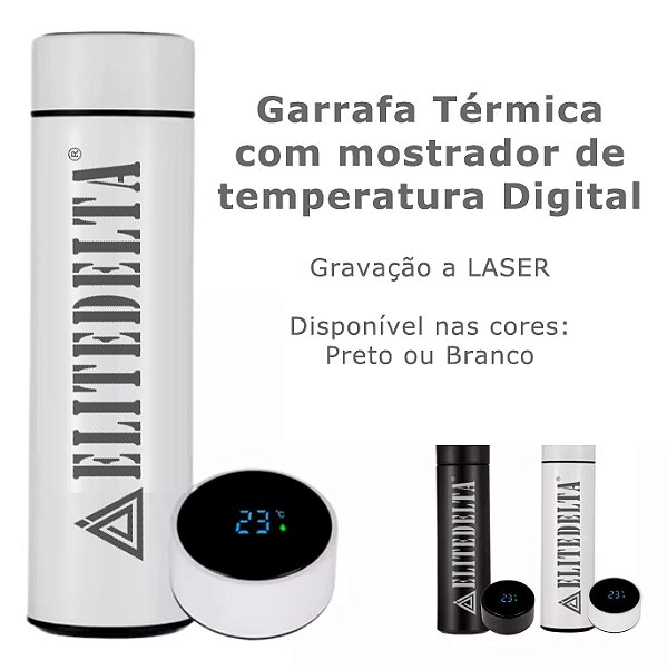 Garrafa Térmica Inox ELITEDELTA® 500ml com Sensor de Temperatura Digital em Led