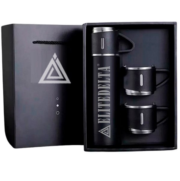 Kit Garrafa Térmica Aço Inox ELITEDELTA® 500ml com tampa copo