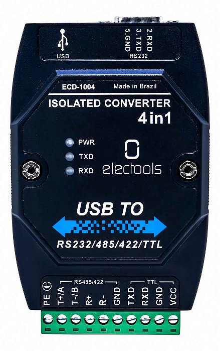Conversor USB para RS485 RS422 RS232 TTL Isolado Ecd-1004