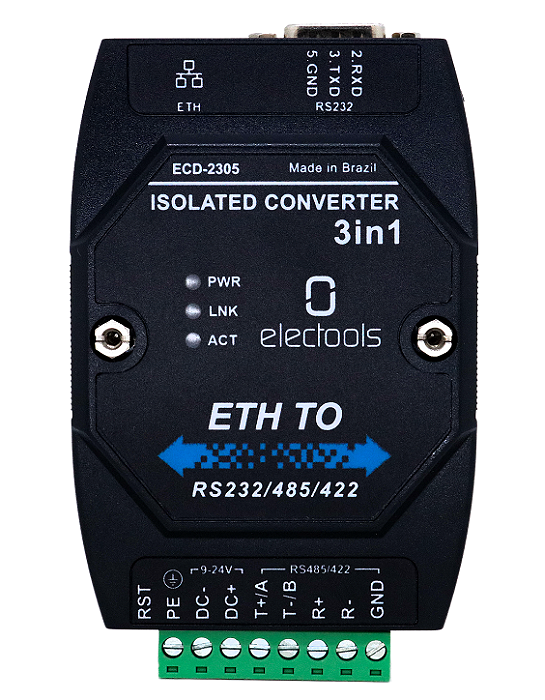 Conversor Ethernet 232 485 422 Isolado Modbus Rs485 Ecd-2305