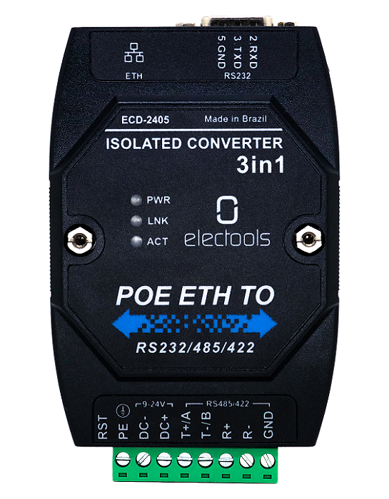 Conversor Ethernet Poe 232 485 422 Isolado Modbus Ecd-2405