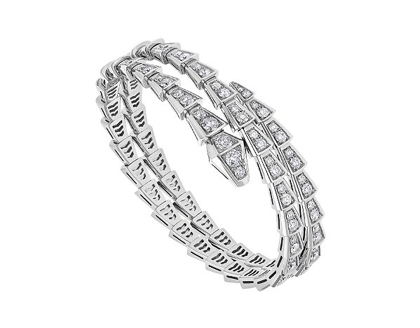 Pulseira Serpenti Viper em ouro rosa 18K semicravejada com pavê de diamantes