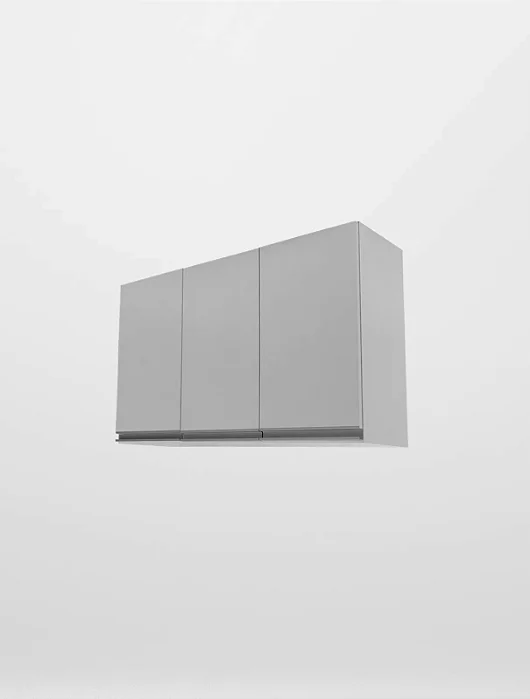 Armário Aéreo Branco 3 Portas - Puxador de Alumínio