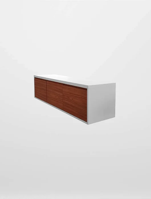 Rack Branco e Amadeirado 3 Gavetas