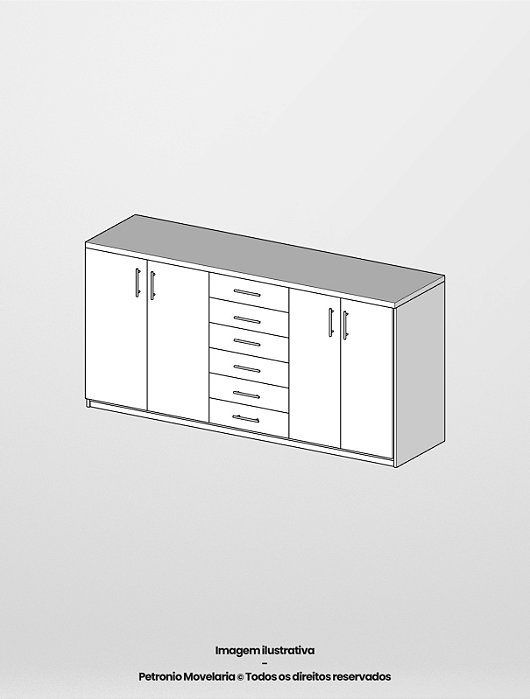 BUFFET 2 PORTAS DE ABRIR + 1 FILEIRA DE GAVETAS (6 GAVETAS) + 2 PORTAS DE ABRIR