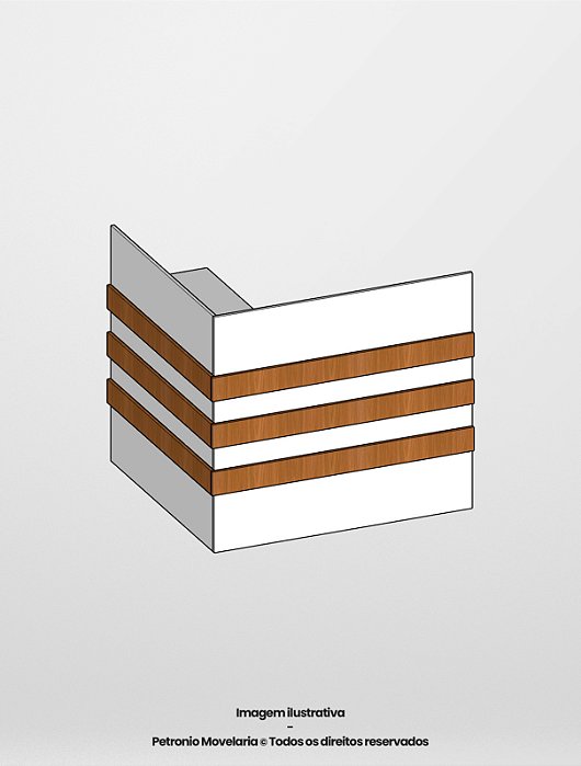 BALCÃO L CANELADO CORPO BRANCO TX + CANELAS AMADEIRADO FREIJÓ 100/110 X 40/40 X 75/100 TOTALMENTE EM 15MM
