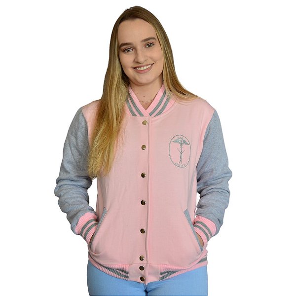 JAQUETA COLLEGE ESTETICA FEMININA ROSA