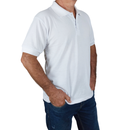 Polo masculina piquet branca