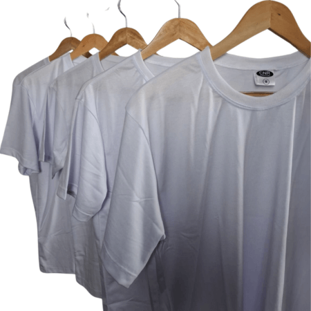 Camiseta Masculina Malha Fria PV Branca Kit 5 Peças