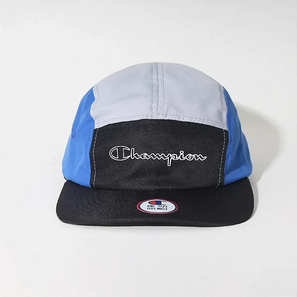 BONÉ CHAMPION FIVE PANEL MICRO SCRIPT OUTLINE BLUE
