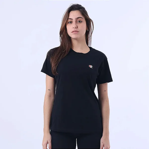 CAMISETA CHAMPION FEMININA C LOGO BORDADO BLACK