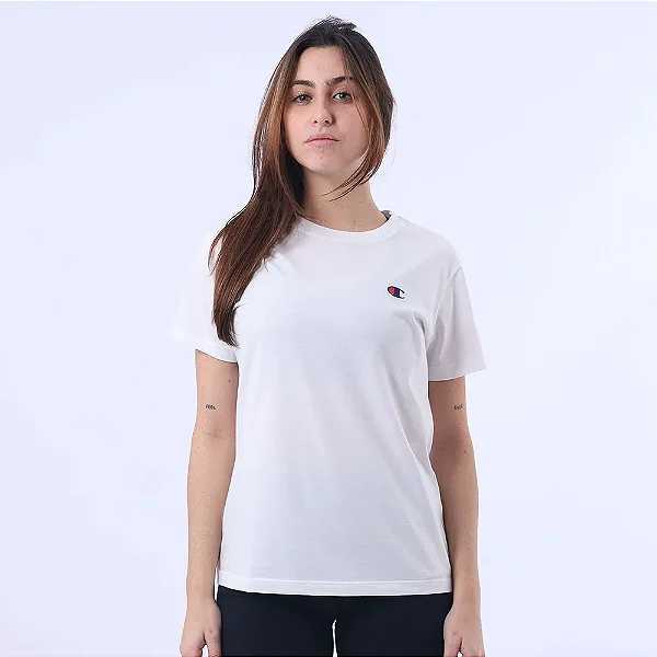 CAMISETA CHAMPION FEMININA C LOGO BORDADO WHITE