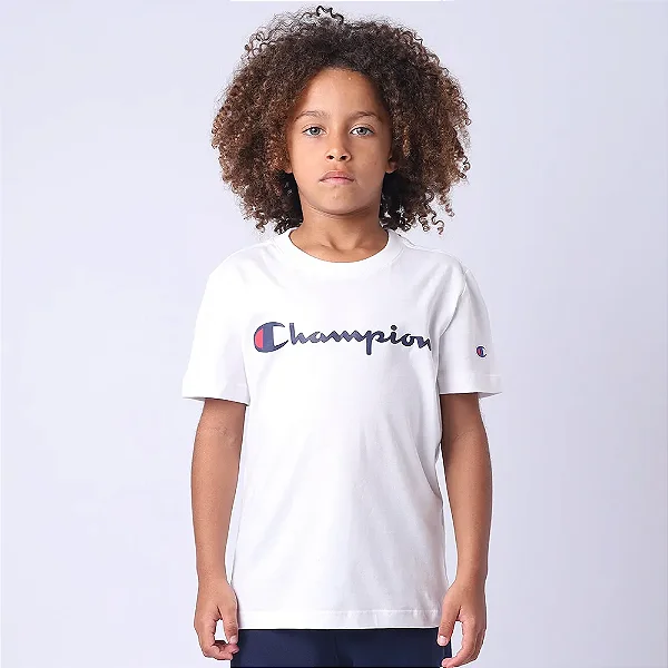 CAMISETA CHAMPION KIDS LOGO SCRIPT INK OFF WHITE