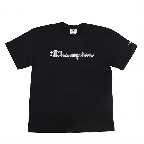 CAMISETA CHAMPION LEV MC SCRIPT METAL BLACK