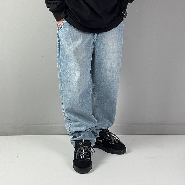 CALÇA NEW LIFE JEANS BAGGY BASICA AZUL CLARA