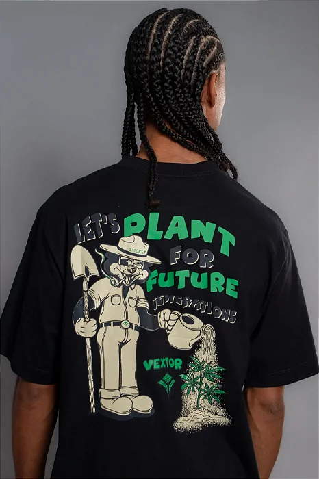 CAMISETA VEXTOR PLANT FOR FUTURE PRETO
