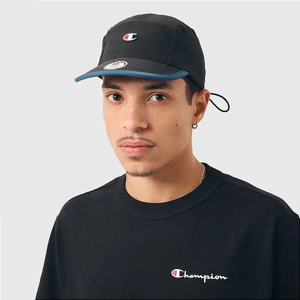 BONÉ CHAMPION FIVE PANEL MESH C LOGO BLACK