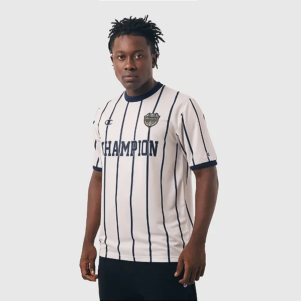 CAMISA JERSEY CHAMPION ATHLETIC FOOTBAL VINTAGE STRIPES BEIGE