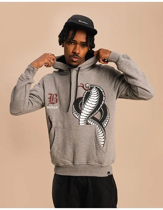 MOLETOM BLUNT CANGURU SNAKE CINZA MESCLA