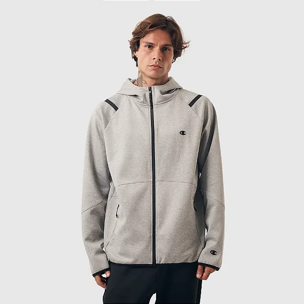 MOLETOM CHAMPION ACTIVE SCUBA JACKET REFLECTIVE C LOGO GRAY