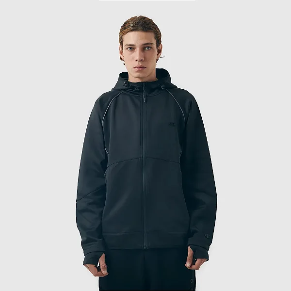 MOLETOM CHAMPION ACTIVE SCUBA JACKET CONTRAST LINE C LOGO BLACK