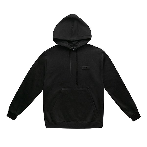 MOLETOM CANGURU HIGH HOODIE LOGO PATCH BLACK