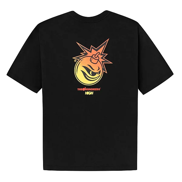 CAMISETA HIGH ADAM BOMB FLAMES TEE WASHED BLACK