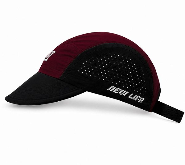 BONÉ 5 PANEL NEW LIFE RUNNER BLACK BORDEAUX