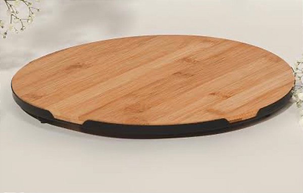 Bandeja Bambu com moldura em metal