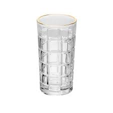 Cj 6 Copos Altos de Cristal c/ Fio de Ouro 360ml