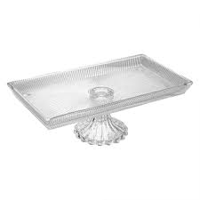 Travessa LINES C/ Pé 34,5 x 18,5 x 11,5 cm CRISTAL