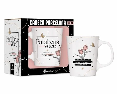 Caneca Porcelana Parabéns para Você  260ml