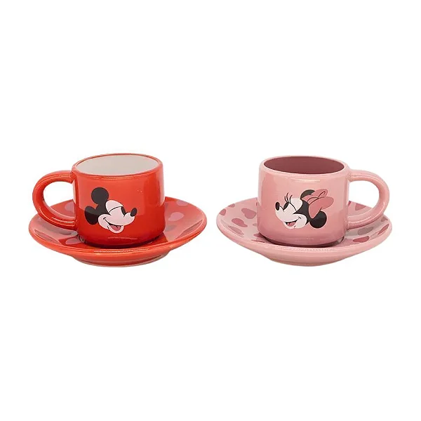Kit  Xícara c/ Pires MICKEY E MINNIE Namorados