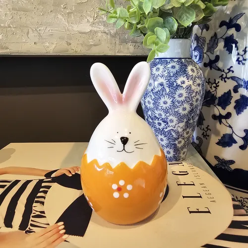 Ovo Coelho decorativo Laranja - 7x7x12,1 cm