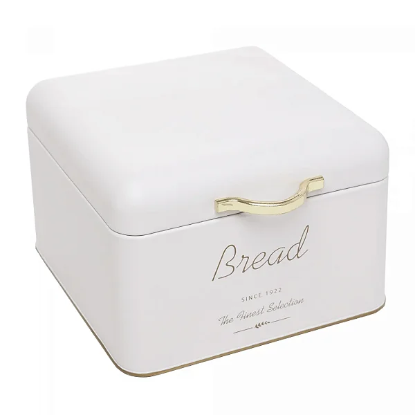 Porta Pão c/ Alça OLINA 18x15,5x13 cm Off White Metal