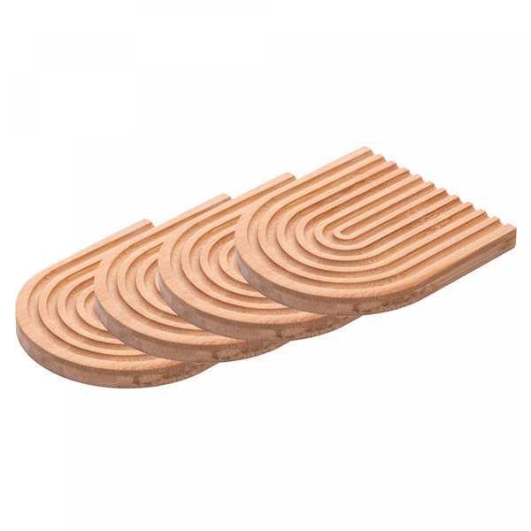 Cj 4 Porta Copos Aura 10x 11 x 1cm Bambu