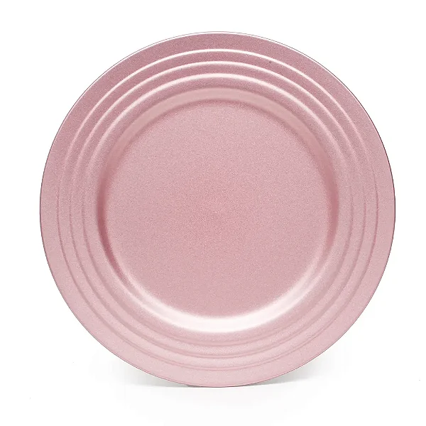 Sousplat  Borda Listras Rosa Claro 33 x 33 cm  1 unid.