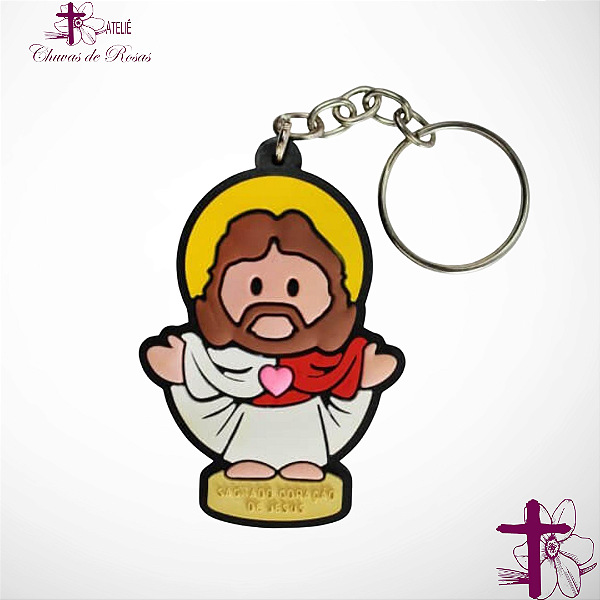 Chaveiro Emborrachado Sagrado Coração de Jesus