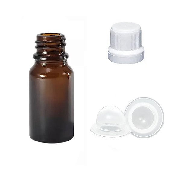 Frasco De Vidro Âmbar 10 Ml com Batoque Bolha Kit Com 10 Unid