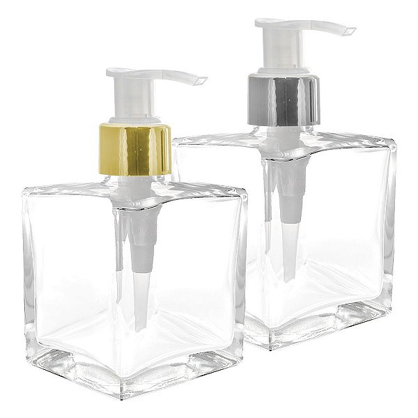 Frasco de Vidro Cubo para Sabonete líquido 250 ml Luxo