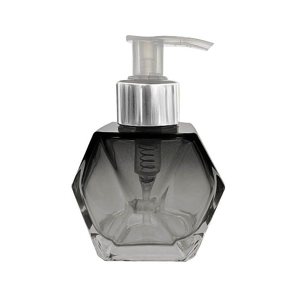 Frasco de Vidro para sabonete líquido 100 ml Sextavado Cinza
