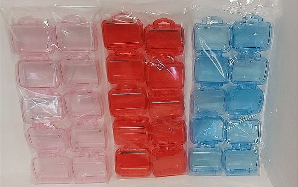 Maletinha de Acrílico colorida Pequena kit com 10 unid