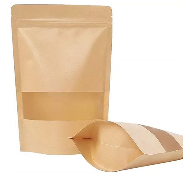 Saquinho Stand Up Kraft Embalagem Com Visor 14x19 (20 unid)